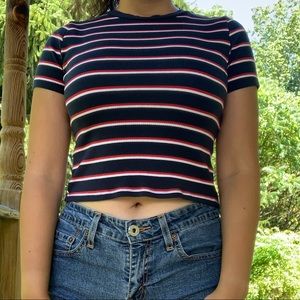 striped crop top - red white & blue